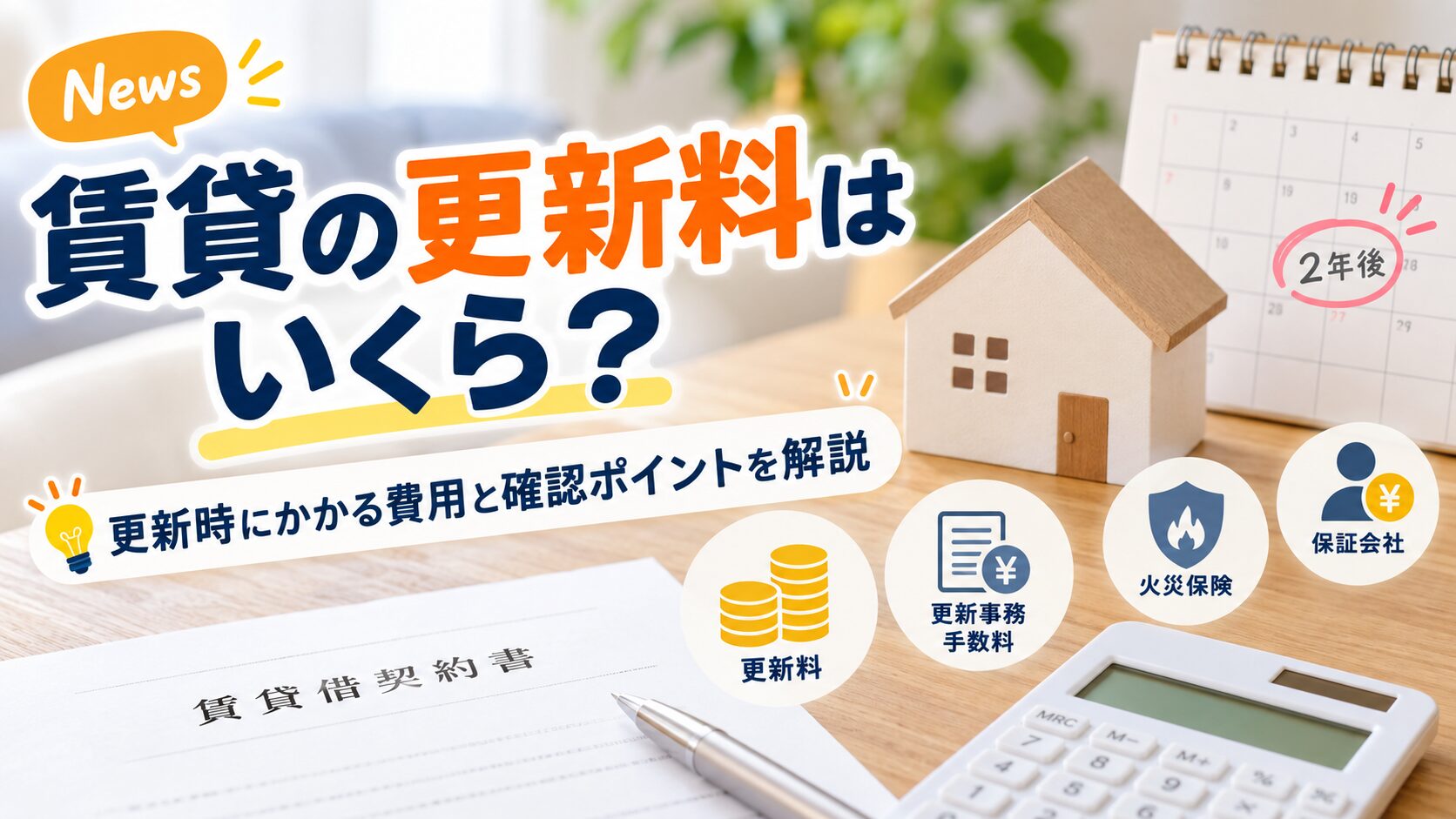 【News】賃貸の更新料はいくら？更新時にかかる費用と確認ポイントを解説